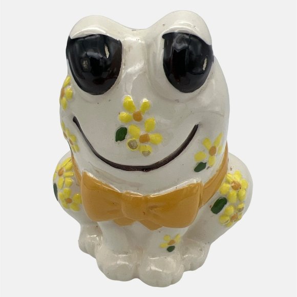 Unbranded Other - Vintage Frog Sugar Shaker with Bowtie & Flowers Design Ceramic 4.75" Tall